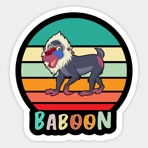 Vintage Retro Baboon Sticker by adrinalanmaji